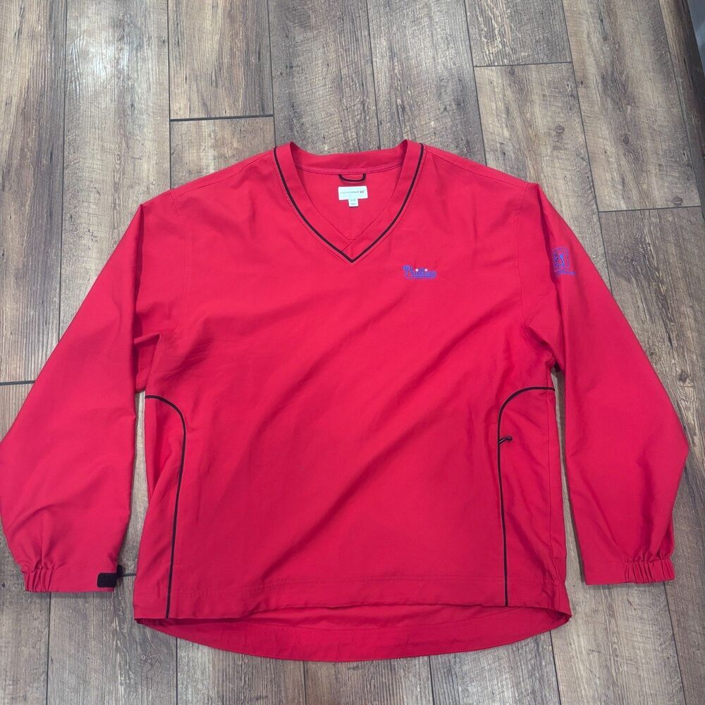 Cutter & Buck CB WindTec Mens XL Red Windbreaker Pull Over Philadelphia Phillies